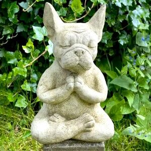 Meditating Bulldog Garden Statue NWT